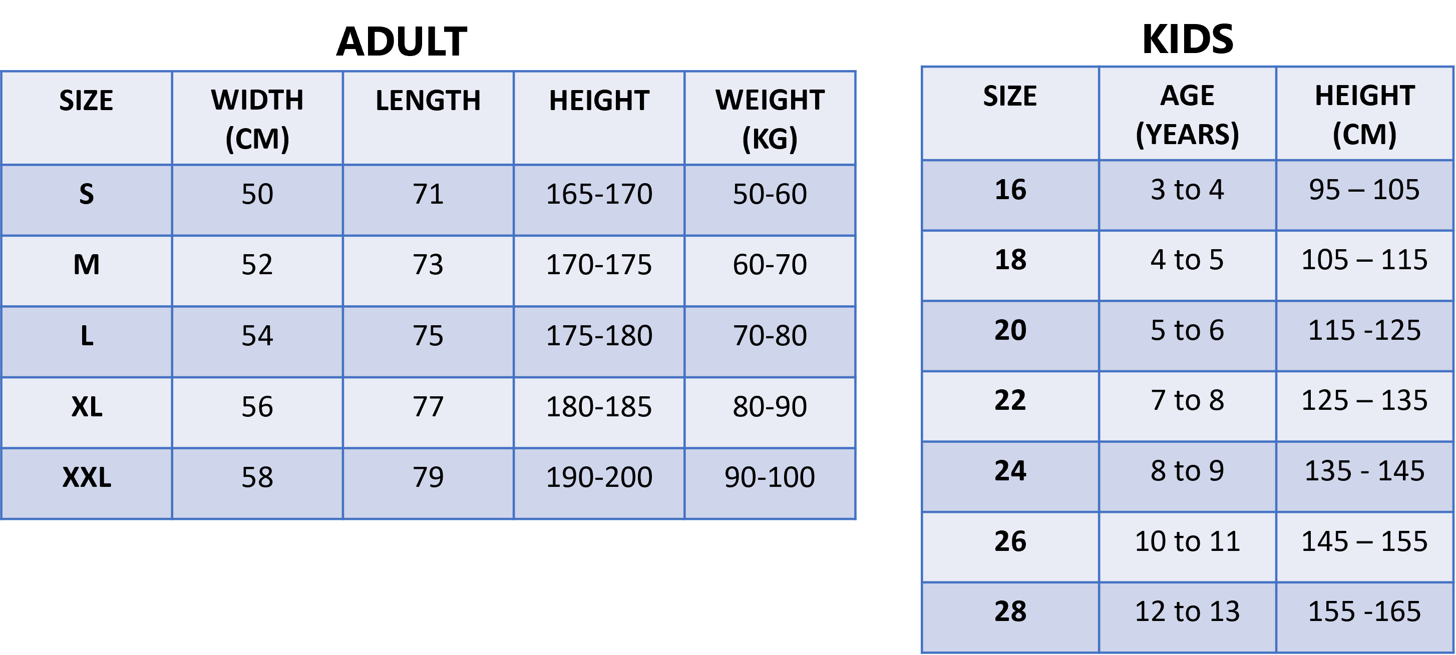 size chart